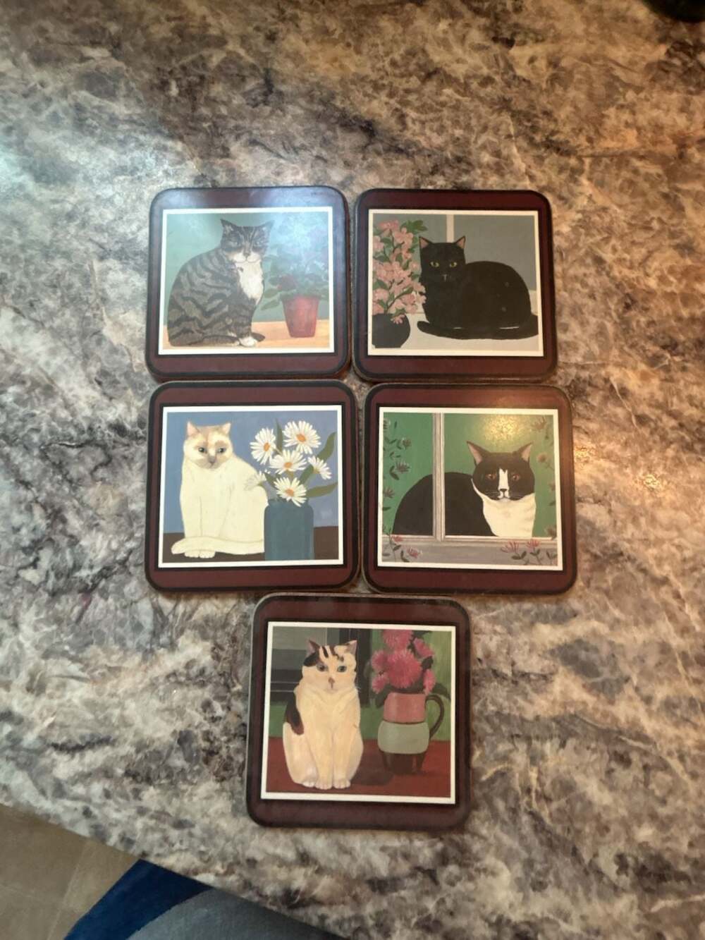 Set of 5 Vintage Pimpernel Cat Coasters